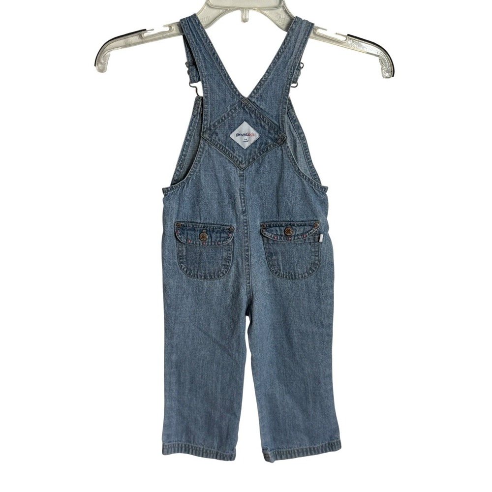 Y2K Genuine Kids Oshkosh Denim Embroidered Overalls Girls 24mths - Picture 4 of 12
